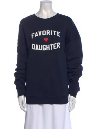 Pre-owned Favorite Daughter Graphic Print Crew Neck Sweatshirt In Blue