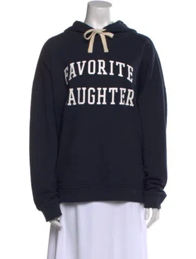 Pre-owned Favorite Daughter Graphic Print Crew Neck Sweatshirt In Blue