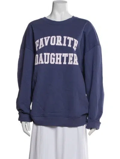 Pre-owned Favorite Daughter Graphic Print Crew Neck Sweatshirt In Blue