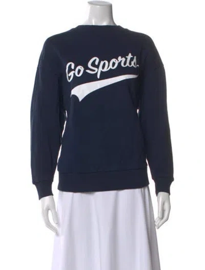 Pre-owned Favorite Daughter Graphic Print Crew Neck Sweatshirt In Blue