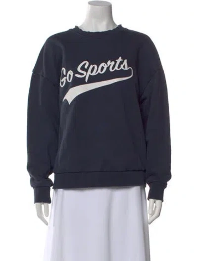 Pre-owned Favorite Daughter Graphic Print Crew Neck Sweatshirt In Blue