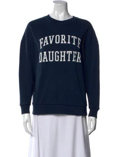 Pre-owned Favorite Daughter Graphic Print Crew Neck Sweatshirt In Blue
