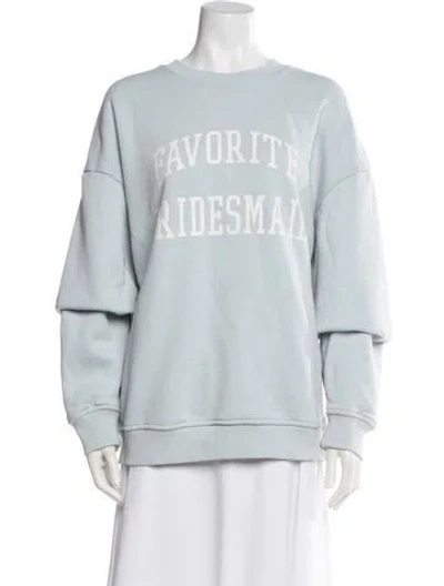 Pre-owned Favorite Daughter Graphic Print Crew Neck Sweatshirt In Blue