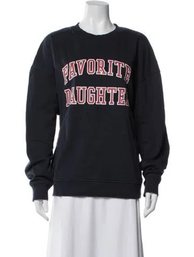 Pre-owned Favorite Daughter Graphic Print Crew Neck Sweatshirt In Blue