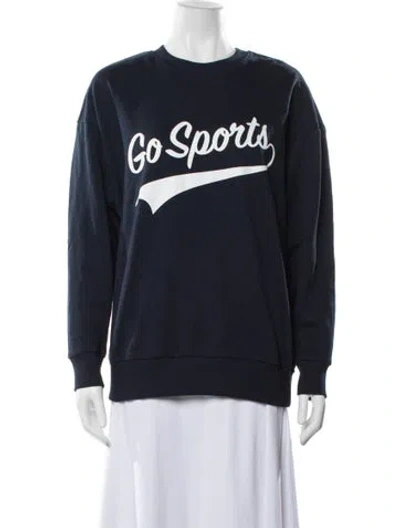 Pre-owned Favorite Daughter Graphic Print Crew Neck Sweatshirt In Blue