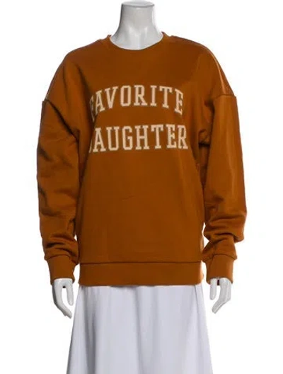 Pre-owned Favorite Daughter Graphic Print Crew Neck Sweatshirt In Brown