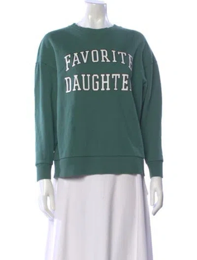 Pre-owned Favorite Daughter Graphic Print Crew Neck Sweatshirt In Green