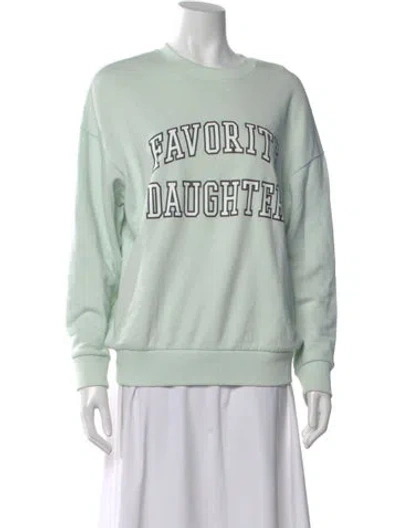 Pre-owned Favorite Daughter Graphic Print Crew Neck Sweatshirt In Green