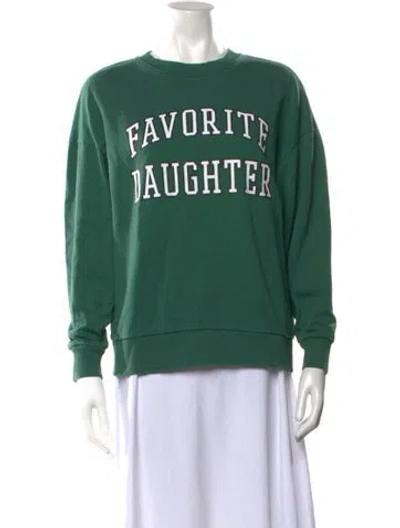 Pre-owned Favorite Daughter Graphic Print Crew Neck Sweatshirt In Green