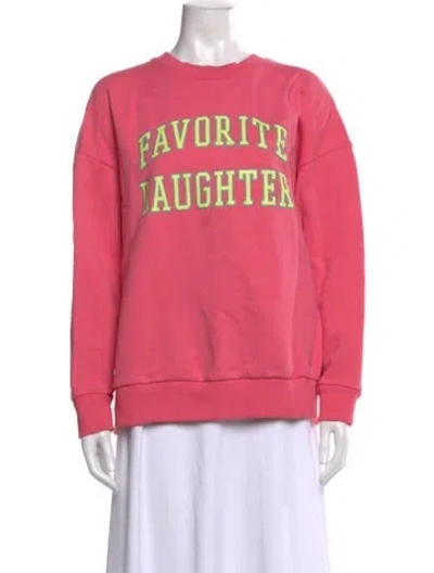 Pre-owned Favorite Daughter Graphic Print Crew Neck Sweatshirt In Pink