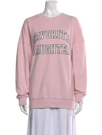 Pre-owned Favorite Daughter Graphic Print Crew Neck Sweatshirt In Pink