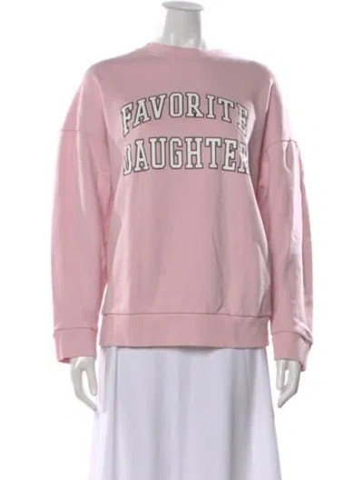 Pre-owned Favorite Daughter Graphic Print Crew Neck Sweatshirt In Pink