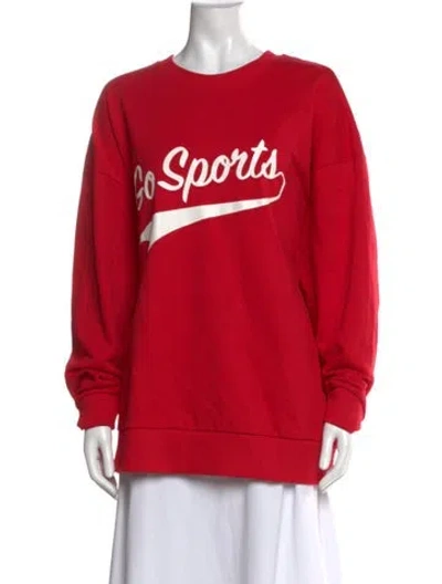 Pre-owned Favorite Daughter Graphic Print Crew Neck Sweatshirt In Red