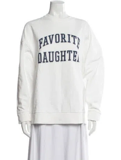 Pre-owned Favorite Daughter Graphic Print Crew Neck Sweatshirt In White
