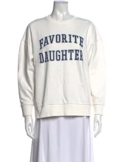 Pre-owned Favorite Daughter Graphic Print Crew Neck Sweatshirt In White