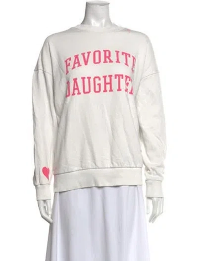 Pre-owned Favorite Daughter Graphic Print Crew Neck Sweatshirt In White