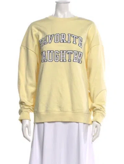Pre-owned Favorite Daughter Graphic Print Crew Neck Sweatshirt In Yellow