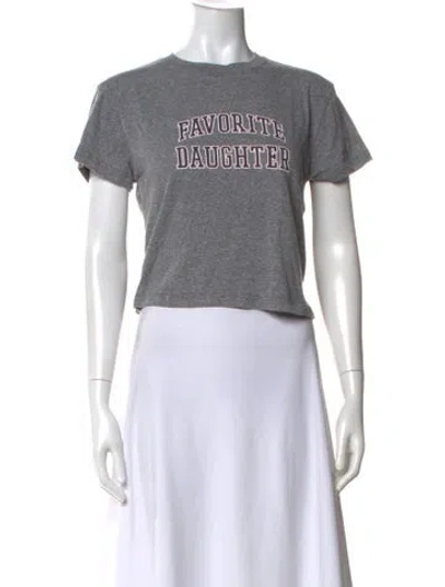 Pre-owned Favorite Daughter Graphic Print Crew Neck T-shirt In Gray