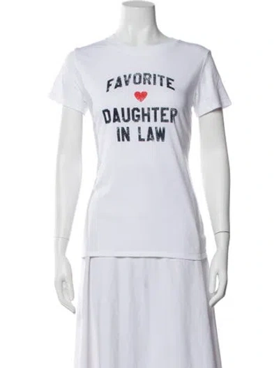 Pre-owned Favorite Daughter Graphic Print Crew Neck T-shirt In White