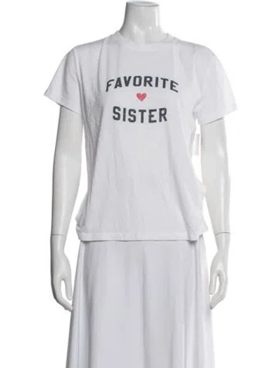 Pre-owned Favorite Daughter Graphic Print Crew Neck T-shirt In White