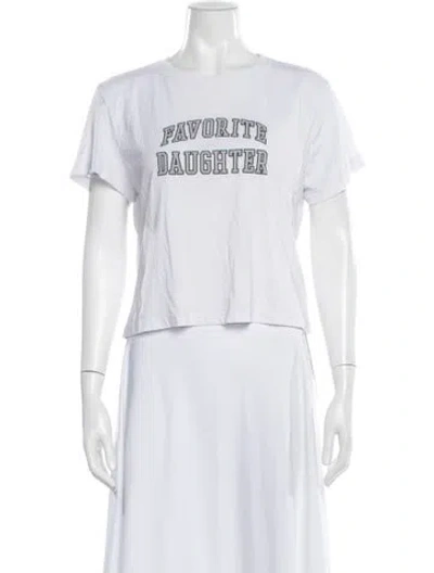 Pre-owned Favorite Daughter Graphic Print Crew Neck T-shirt In White