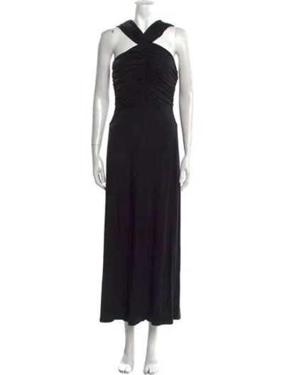 Pre-owned Favorite Daughter Halterneck Long Dress In Black