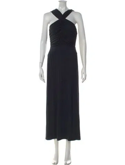 Pre-owned Favorite Daughter Halterneck Long Dress In Black