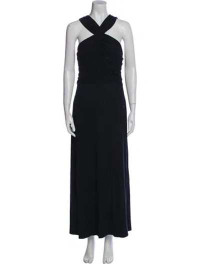 Pre-owned Favorite Daughter Halterneck Long Dress In Blue