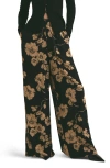 Favorite Daughter High Waist Wide Leg Pants In Noir Fleur