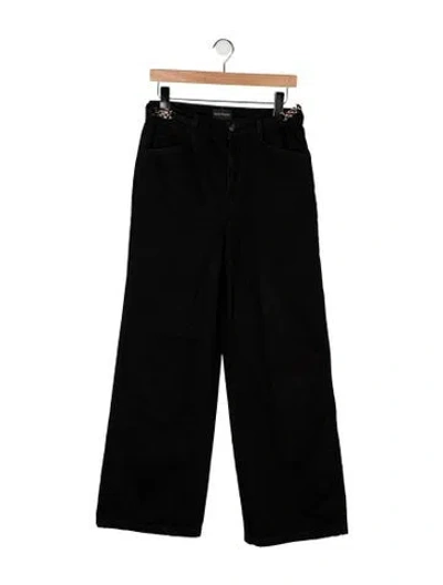 Pre-owned Favorite Daughter High-rise Wide Leg Jeans In Black