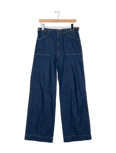 Pre-owned Favorite Daughter High-rise Wide Leg Jeans In Blue