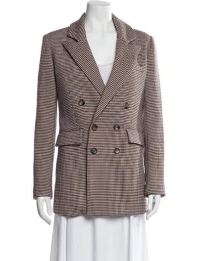 Pre-owned Favorite Daughter Houndstooth Print Blazer In Burgundy