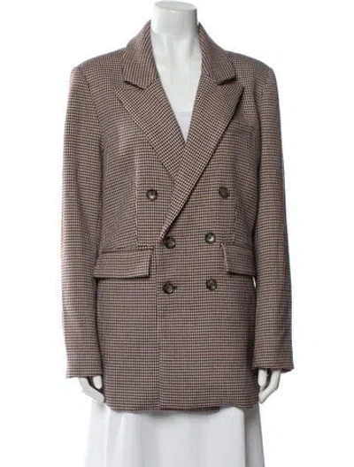 Pre-owned Favorite Daughter Houndstooth Print Coat In Burgundy