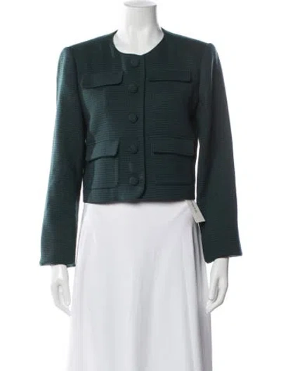 Pre-owned Favorite Daughter Houndstooth Print Jacket In Green