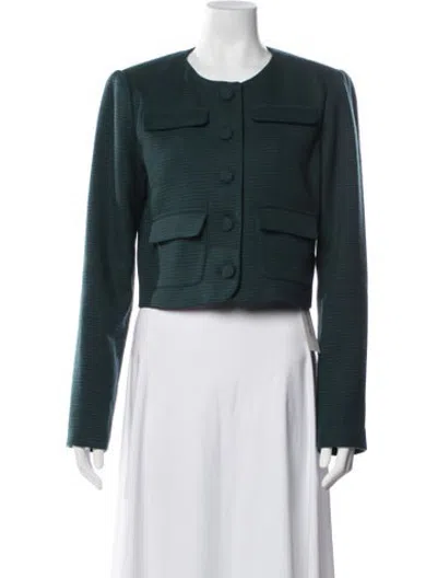 Pre-owned Favorite Daughter Houndstooth Print Jacket In Green