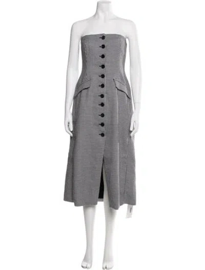 Pre-owned Favorite Daughter Houndstooth Print Midi Length Dress W/ Tags In Black