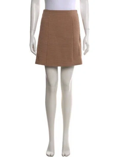 Pre-owned Favorite Daughter Houndstooth Print Mini Skirt In Brown