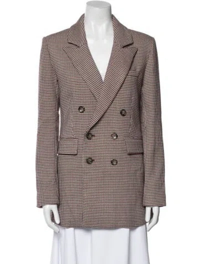Pre-owned Favorite Daughter Houndstooth Print Peacoat In Burgundy