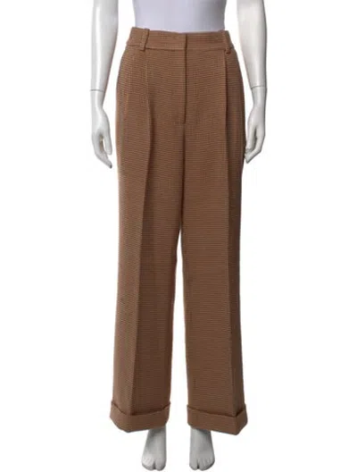 Pre-owned Favorite Daughter Houndstooth Print Straight Leg Pants In Brown