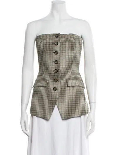 Pre-owned Favorite Daughter Houndstooth Print Strapless Top W/ Tags In Multi