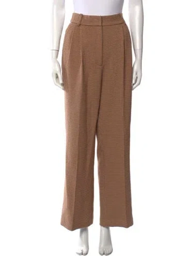 Pre-owned Favorite Daughter Houndstooth Print Wide Leg Pants In Brown