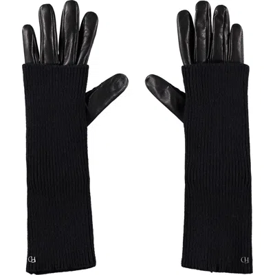 Favorite Daughter Knit Arm Warmer & Leather Gloves Set In Black