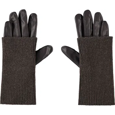 Favorite Daughter Knit Arm Warmer & Leather Gloves Set In Brown