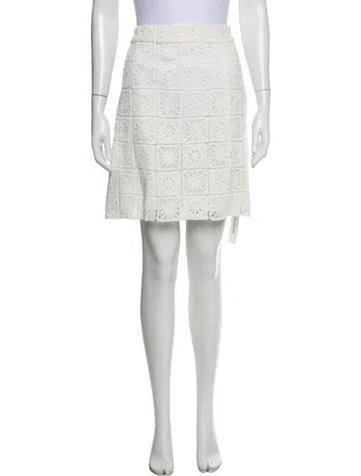 Pre-owned Favorite Daughter Lace Pattern Knee-length Skirt In White