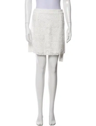 Pre-owned Favorite Daughter Lace Pattern Mini Skirt In White