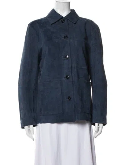 Pre-owned Favorite Daughter Lamb Leather Jacket In Blue
