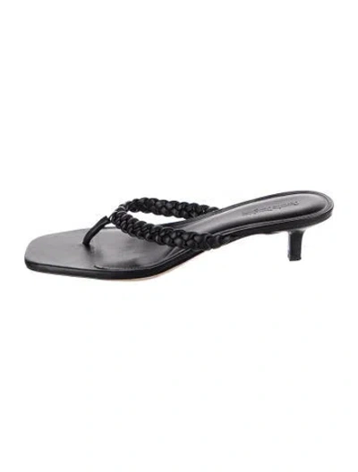 Pre-owned Favorite Daughter Leather Braided Accents Flip Flops In Black