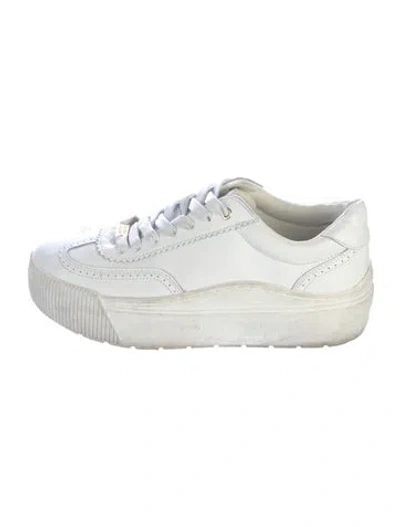 Pre-owned Favorite Daughter Leather Chunky Sneakers In White