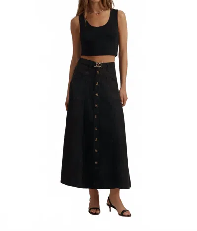 Favorite Daughter Lila Midi Skirt In Jet Black