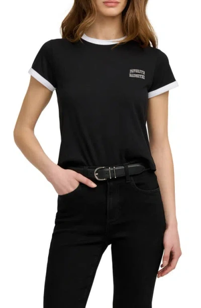 Favorite Daughter Logo Crop Ringer T-shirt In Black